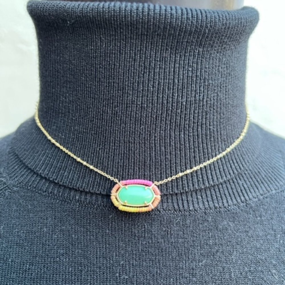 KENDRA SCOTT ELISA TURQUOISE BEADED GOLD CHAIN RAINBOW THREAD NECKLACE